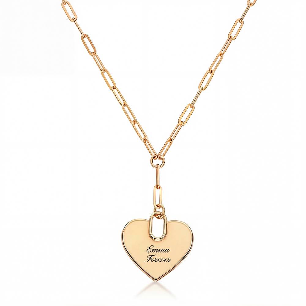 Written in Love Heart Paperclip Necklace in Gold Plating-1 Written in Love Heart Paperclip Necklace in Gold Plating-1 product photo