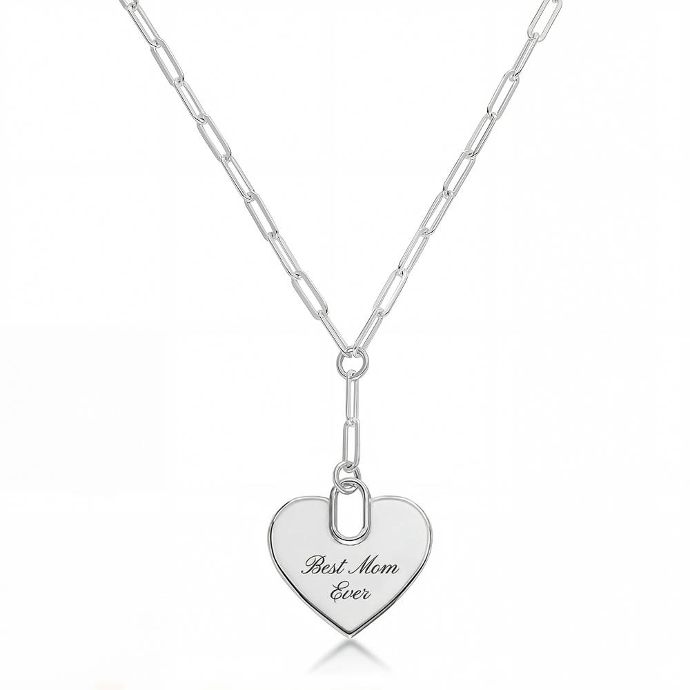 Written in Love Heart Paperclip Necklace in Silver-1 Written in Love Heart Paperclip Necklace in Silver-1 product photo