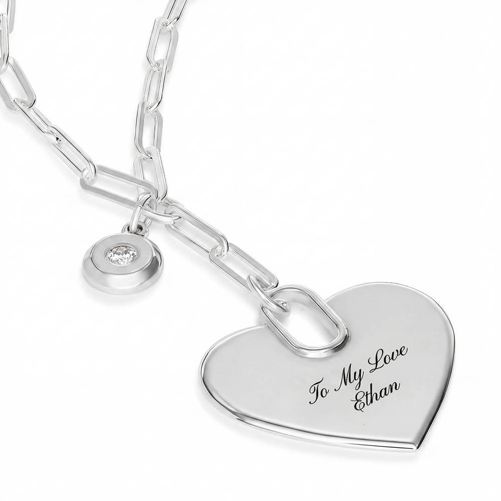 Written in Love Heart Paperclip Necklace in Silver with Diamond-2 Written in Love Heart Paperclip Necklace in Silver with Diamond-2 product photo