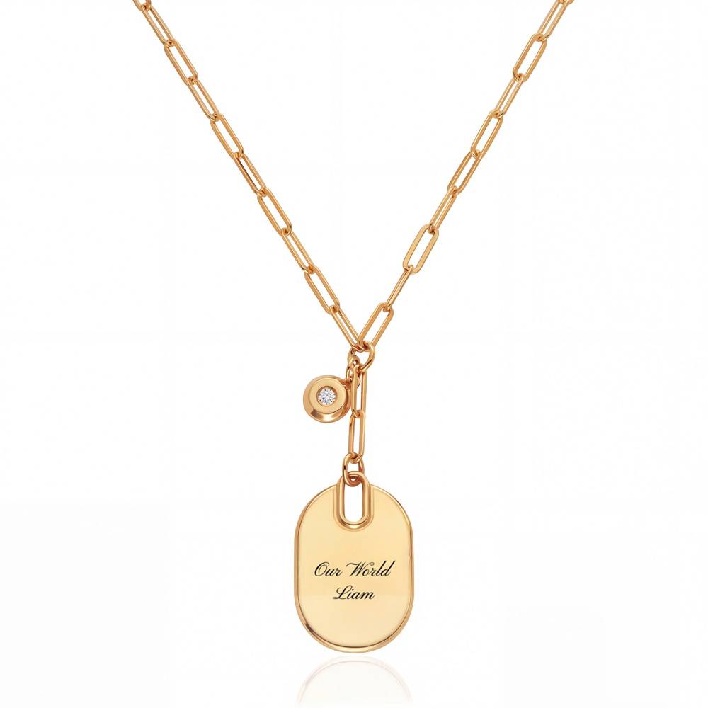 Written in Love Oval Paperclip Necklace in Gold Plating with Diamond-1 Written in Love Oval Paperclip Necklace in Gold Plating with Diamond-1 product photo