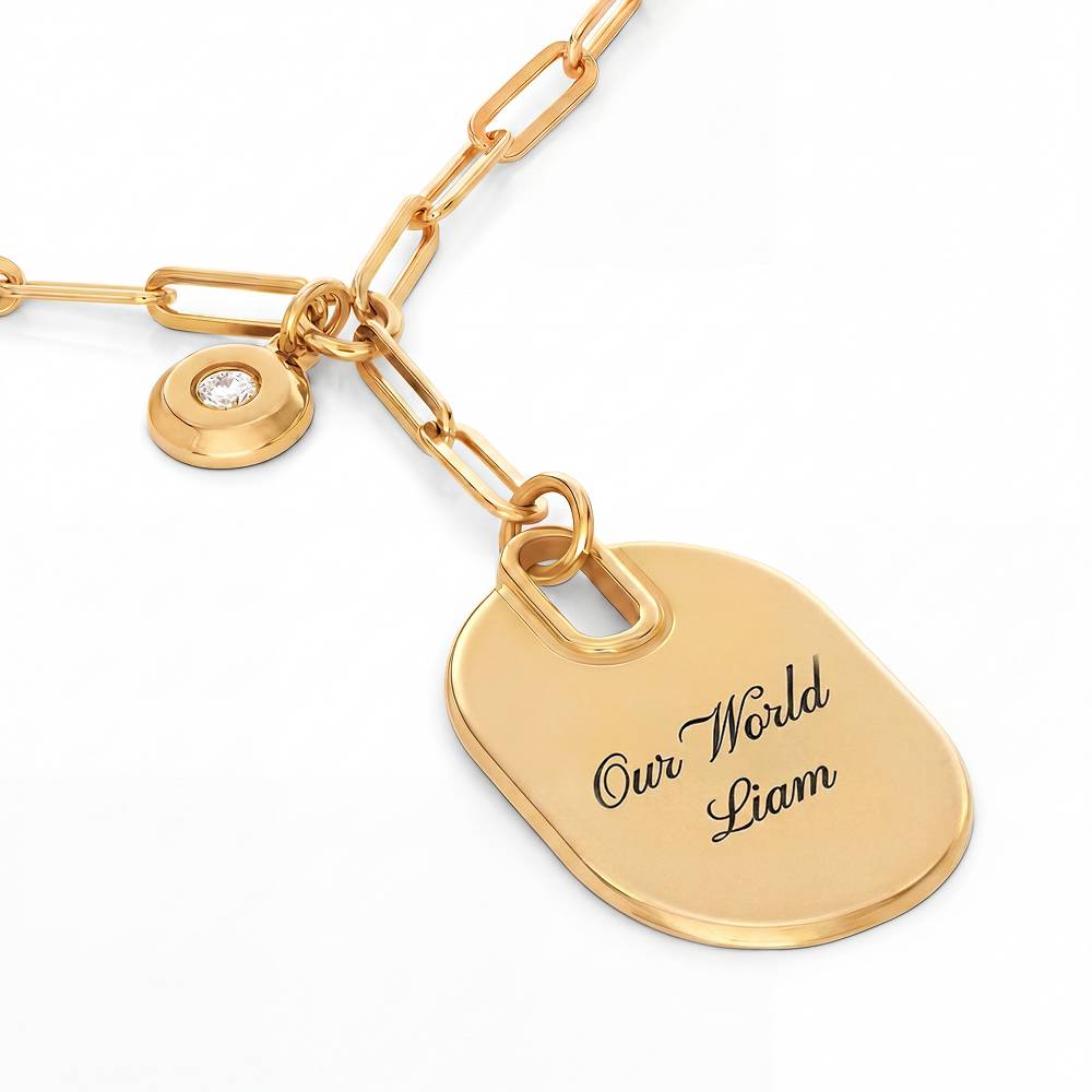 Written in Love Oval Paperclip Necklace in Gold Plating with Diamond-2 Written in Love Oval Paperclip Necklace in Gold Plating with Diamond-2 product photo