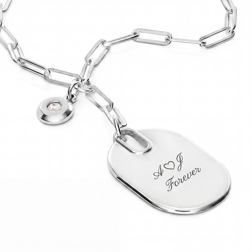 Written in Love Oval Paperclip Necklace in Silver with Diamond-2 Written in Love Oval Paperclip Necklace in Silver with Diamond-2 product photo