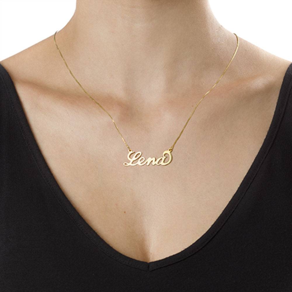 Double Thickness Carrie Name Necklace in 14K Solid Yellow Gold-2 product photo