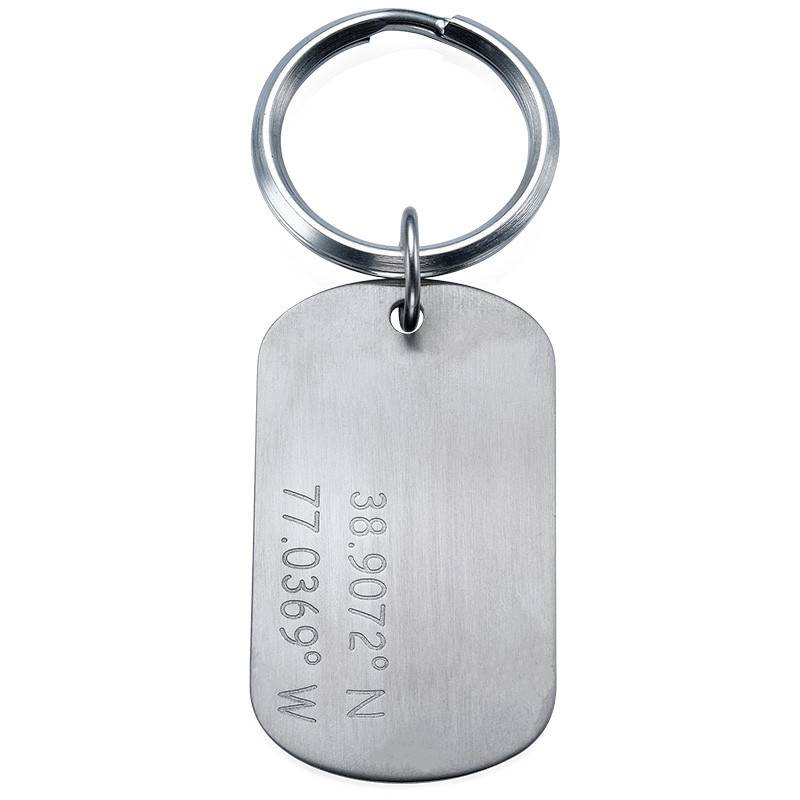 Coordinates Keychain in Stainless Steel-3 product photo