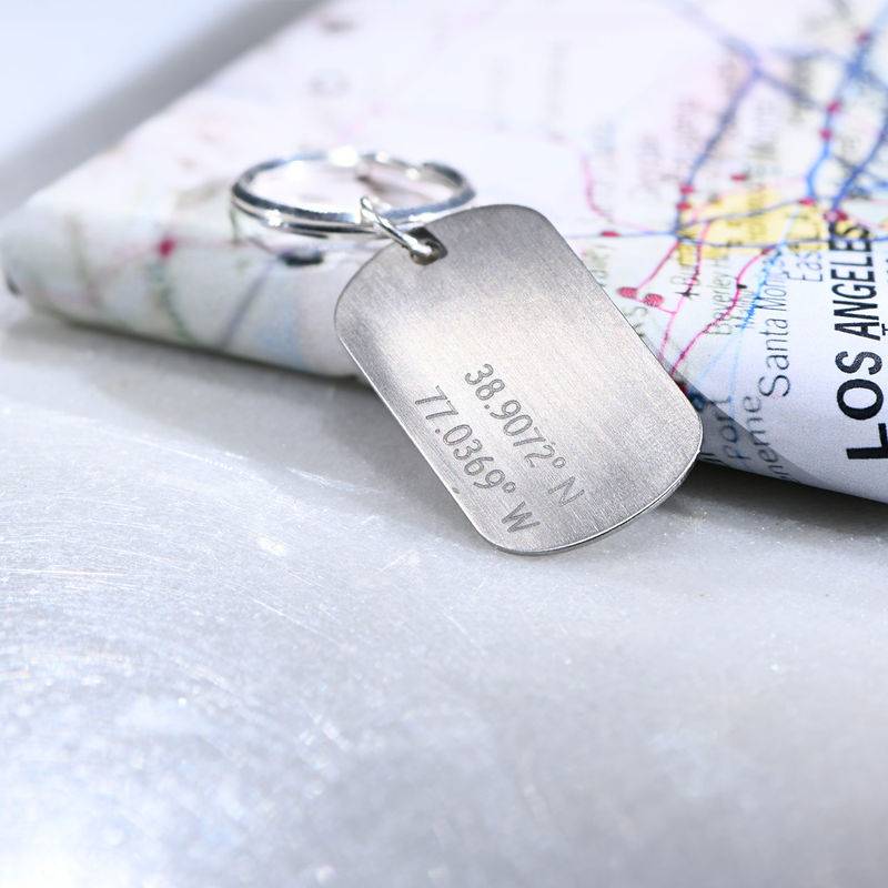 Coordinates Keychain in Stainless Steel-2 product photo
