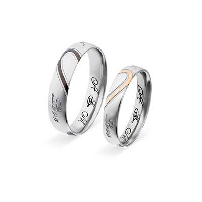 Couple's Promise Ring Set - Half Hearts-3 product photo