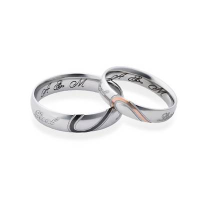 Couple's Promise Ring Set - Half Hearts-2 product photo