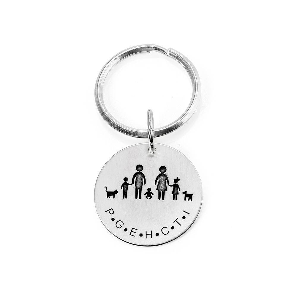 Custom Engraved Initials Keychain in Sterling Silver-1 product photo