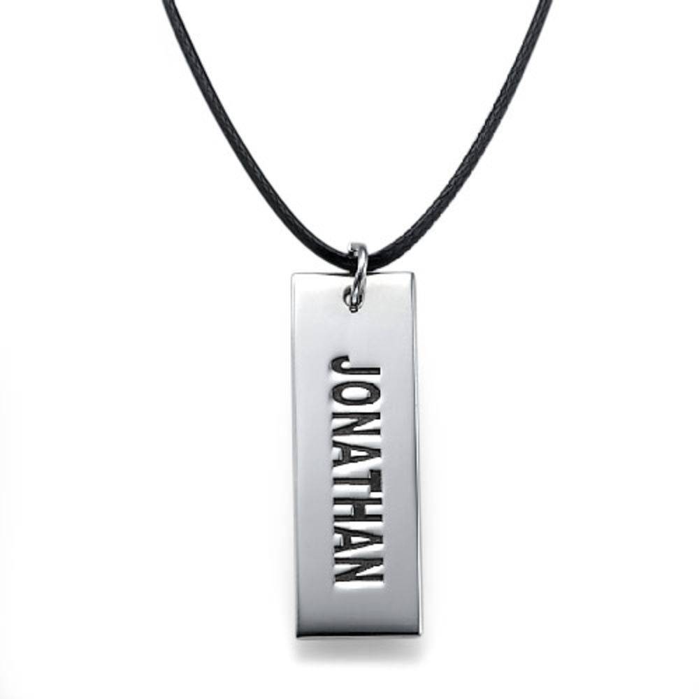 Custom Vertical Dog Tag Necklace for Boys in Sterling Silver-1 product photo