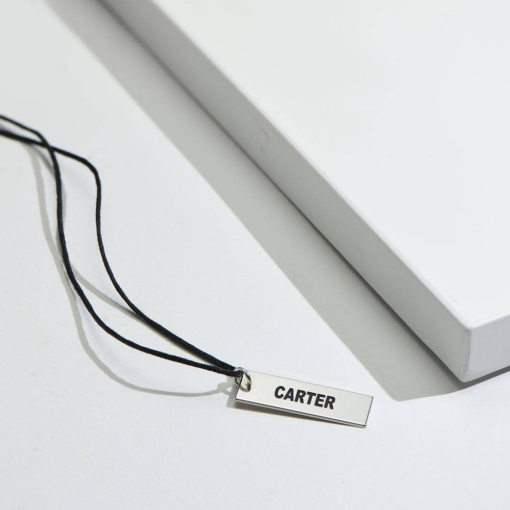 Custom Vertical Dog Tag Necklace for Boys in Sterling Silver-4 product photo