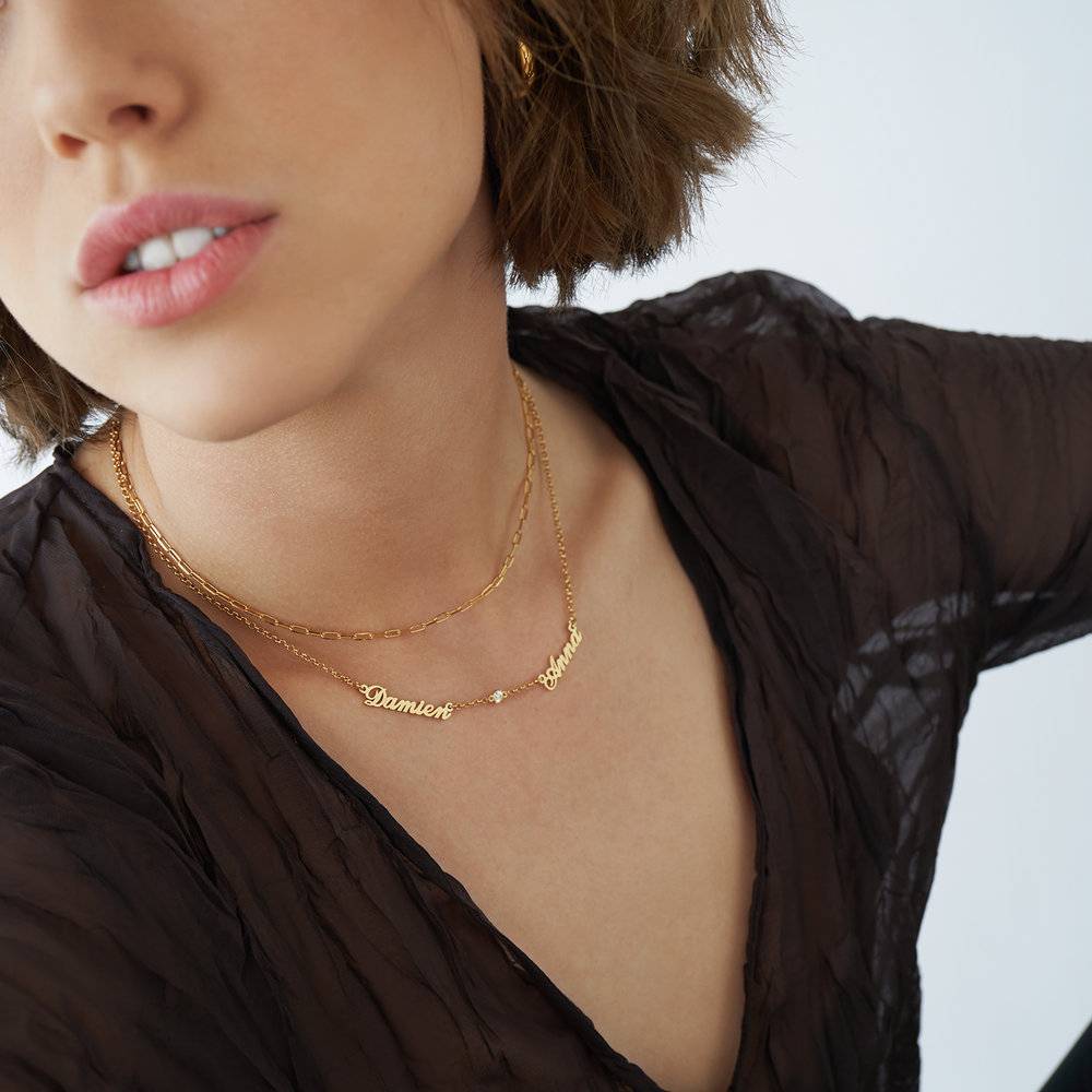 Heritage Multiple Name Necklace with Diamonds in 18K Gold Vermeil-3 product photo