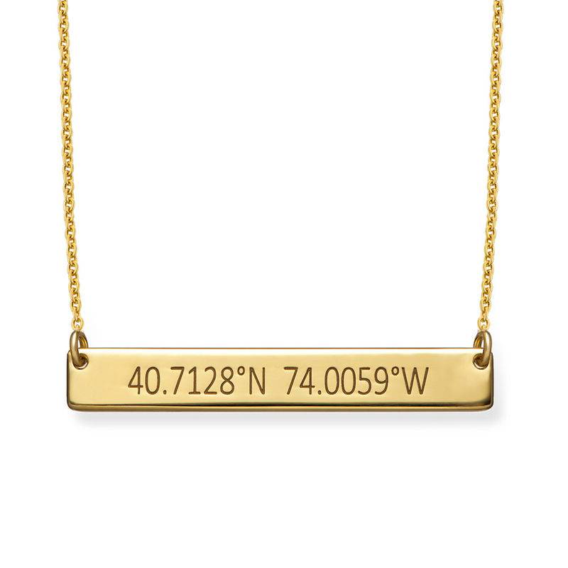 Engraved Coordinates Bar Necklace-2 product photo