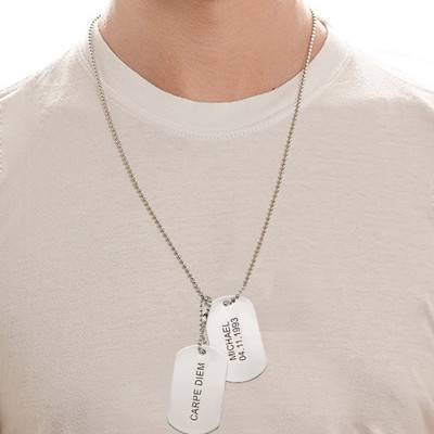 Engraved Dog Tags Necklace in Stainless Steel-1 product photo
