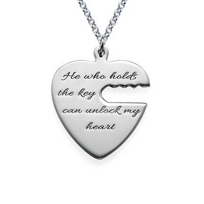 Engraved Key to My Heart Necklace Set in Sterling Silver-3 product photo