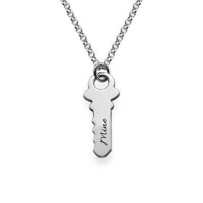 Engraved Key to My Heart Necklace Set in Sterling Silver-5 product photo