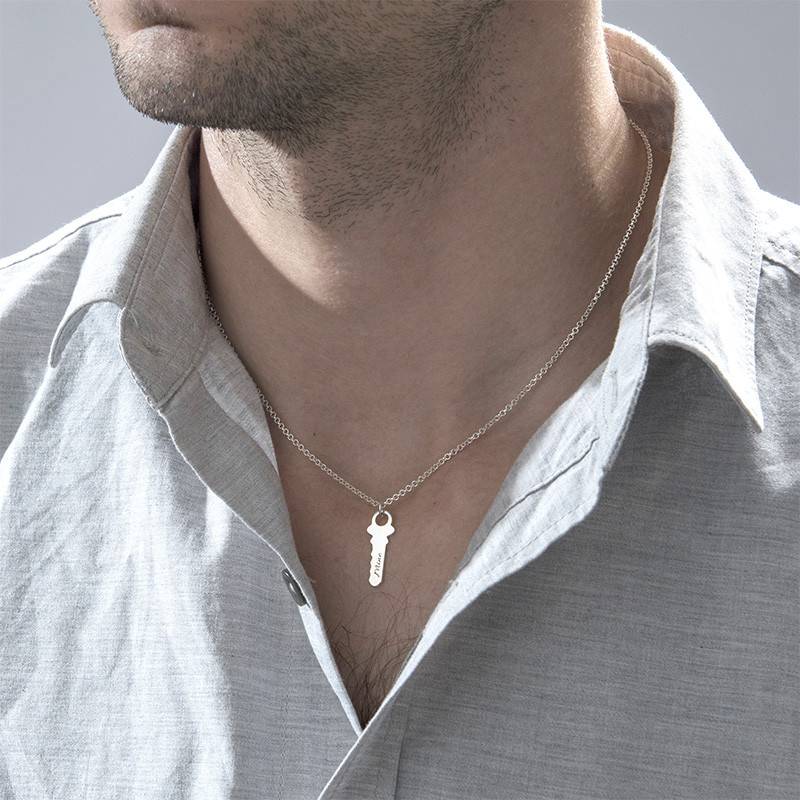 Engraved Key to My Heart Necklace Set in Sterling Silver-2 product photo