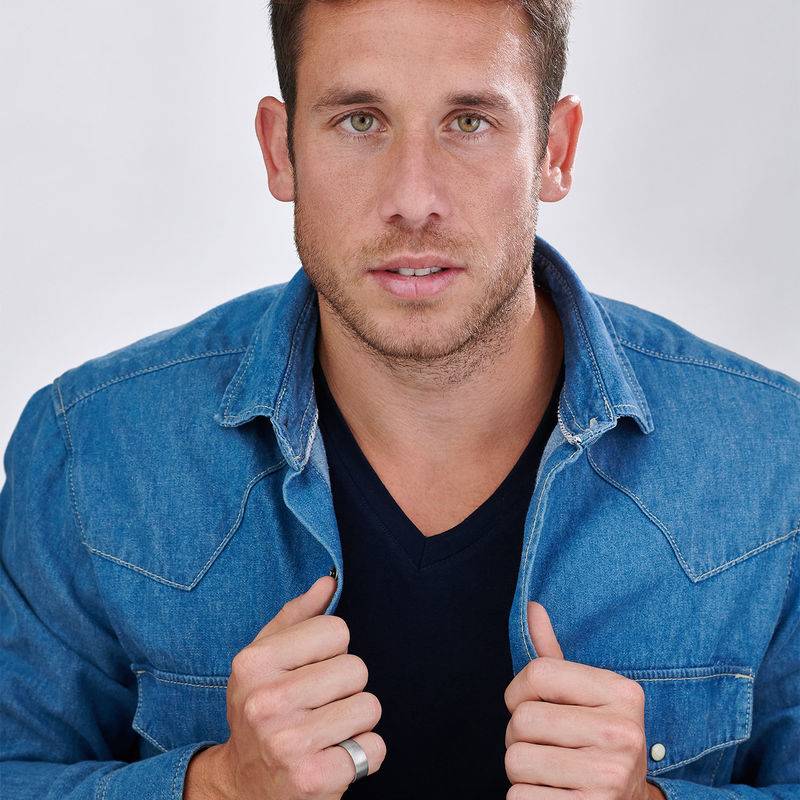 Engraved Men's Classic Band Promise Ring in Stainless Steel-2 product photo