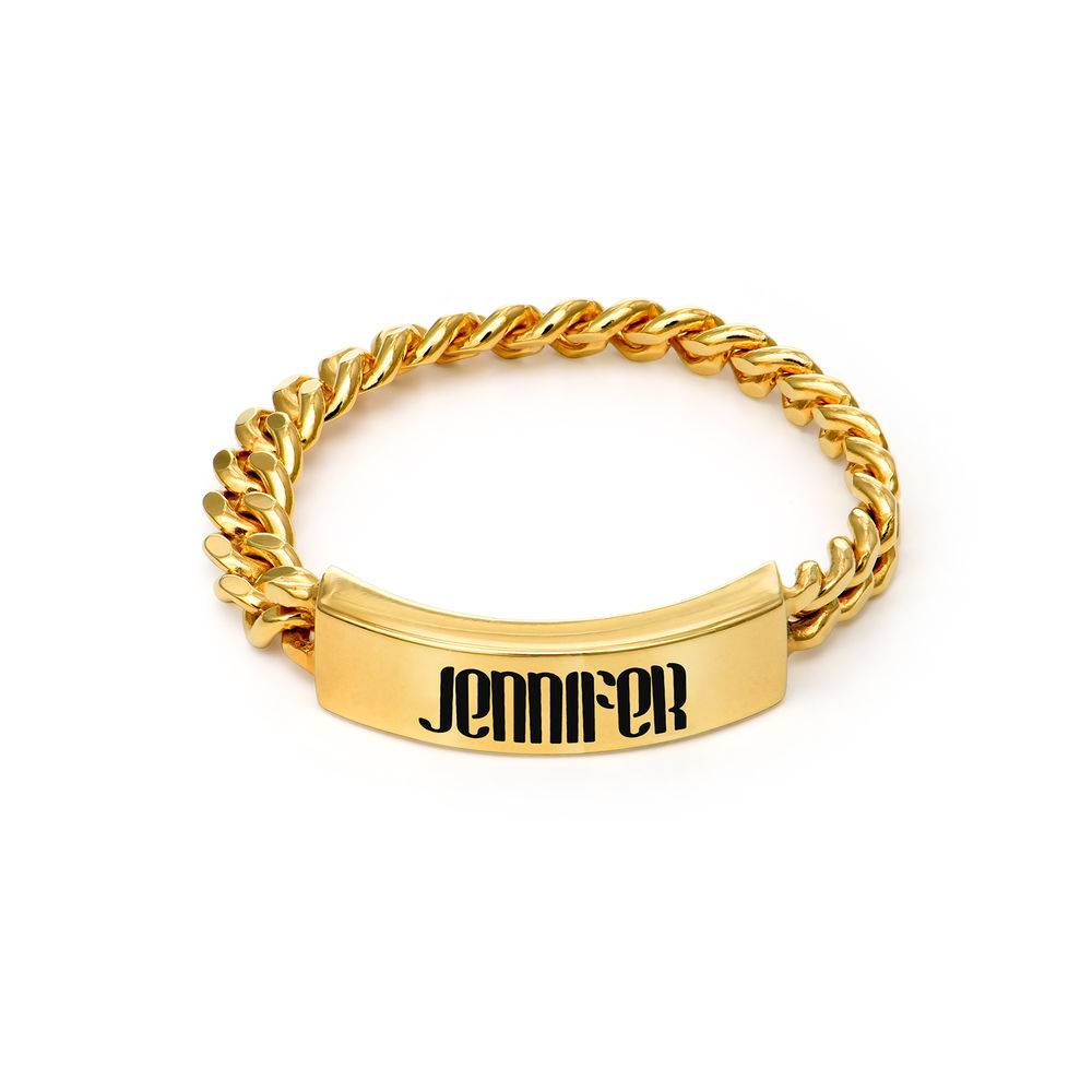 Engraved Name Link Ring in Gold Plating- set test-2 product photo