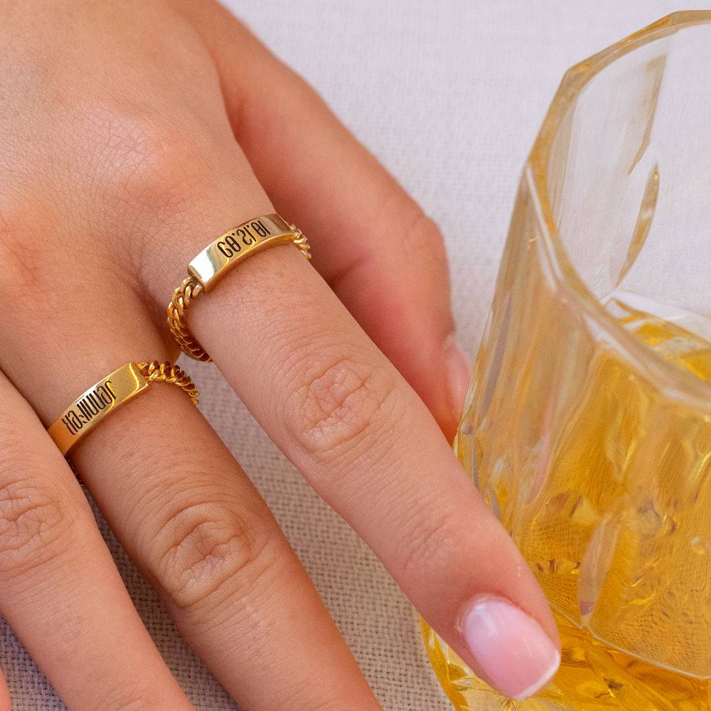 Engraved Name Link Ring in Gold Plating- set test-1 product photo