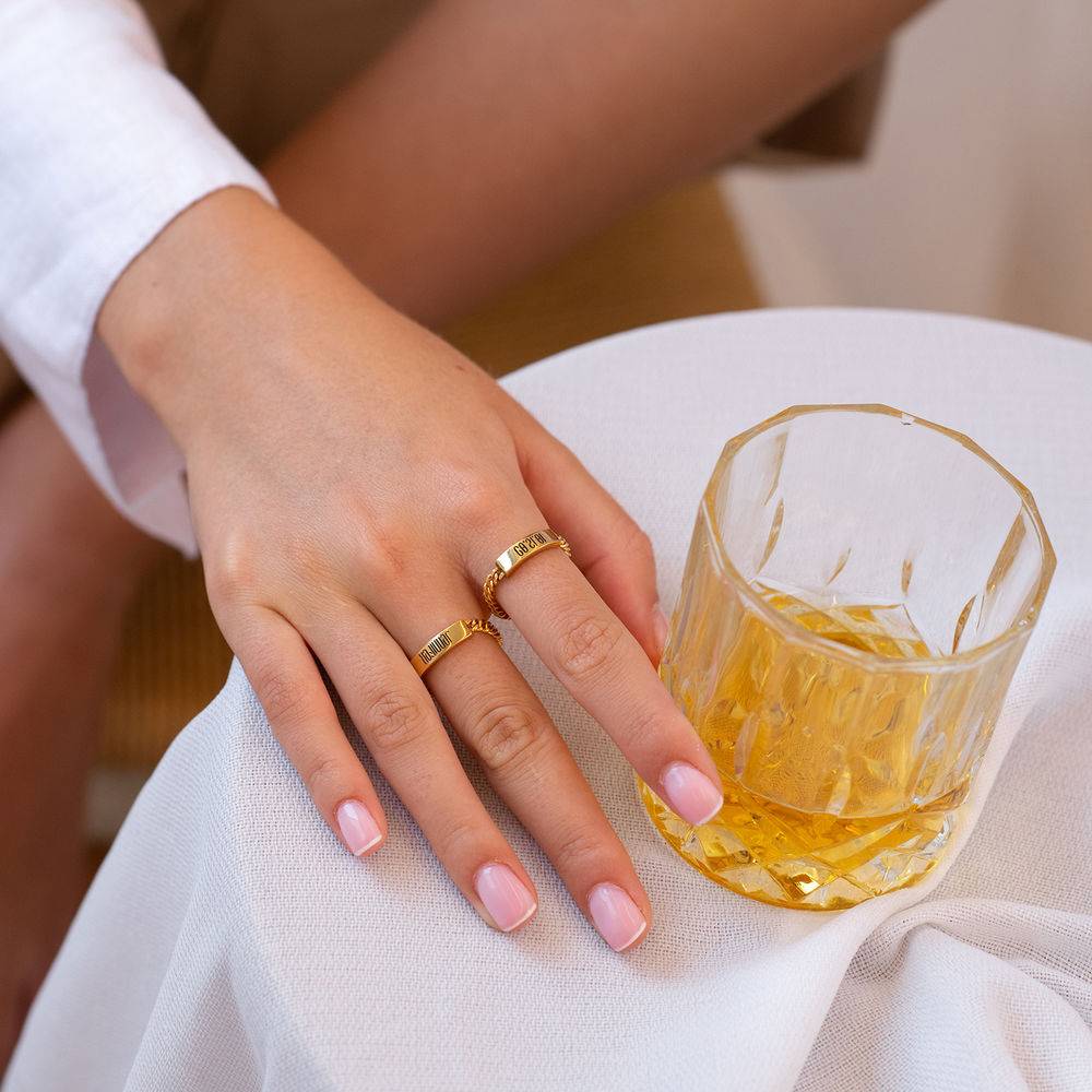 Engraved Name Link Ring in Gold Plating- set test-3 product photo