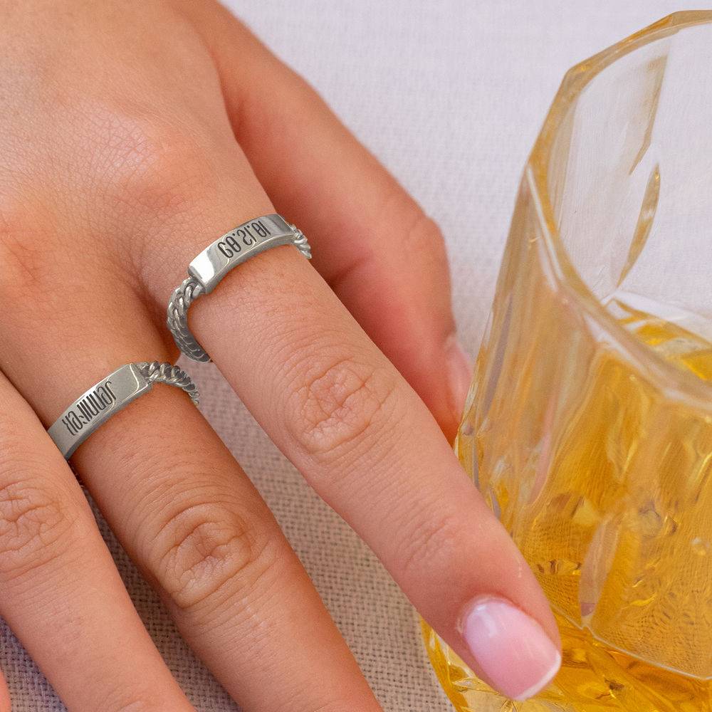 Engraved Name Link Ring in Sterling Siver-2 product photo