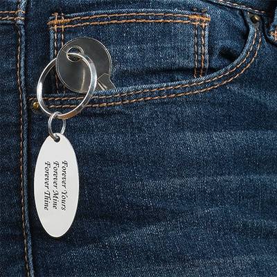 Engraved Oval Tag Keychain in Sterling Silver-1 product photo