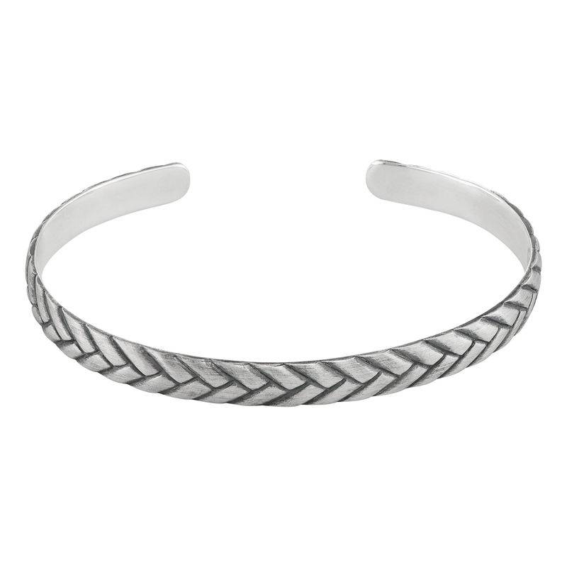 Engraved Streamline Cuff Bracelet for Men in Sterling Silver-3 product photo