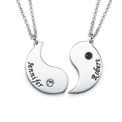 Engraved Yin Yang Necklace for Couples in Sterling Silver-3 product photo