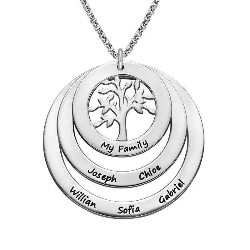 Family Circle Necklace with Hanging Family Tree in Sterling Silver-2 Family Circle Necklace with Hanging Family Tree in Sterling Silver-2 product photo