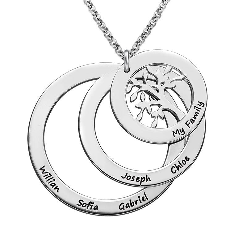 Family Circle Necklace with Hanging Family Tree in Sterling Silver-3 Family Circle Necklace with Hanging Family Tree in Sterling Silver-3 product photo