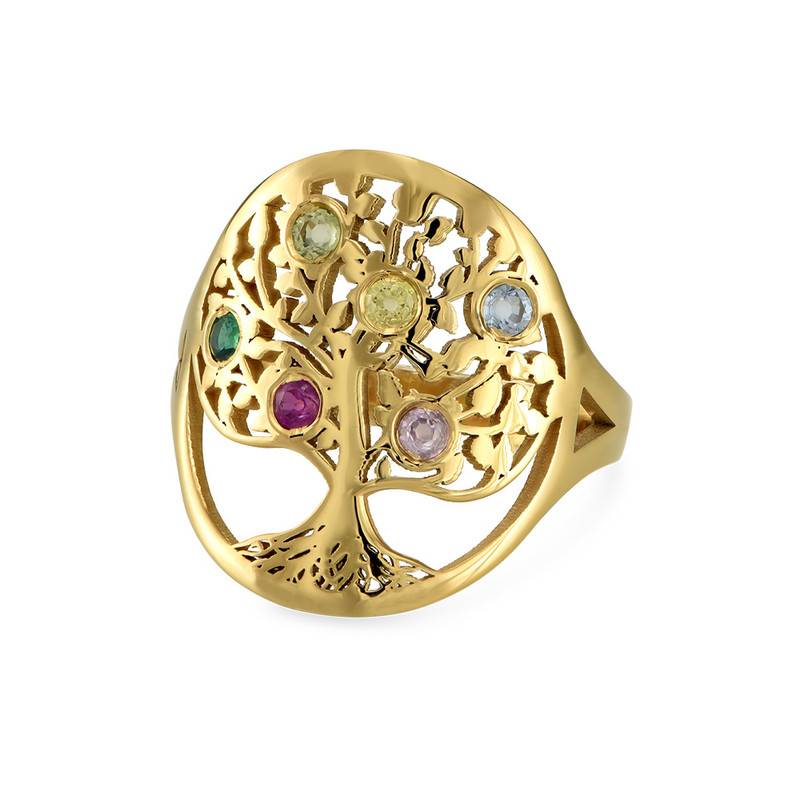 Family Tree Jewelry - Birthstone Ring in 18K Gold Plating-3 product photo