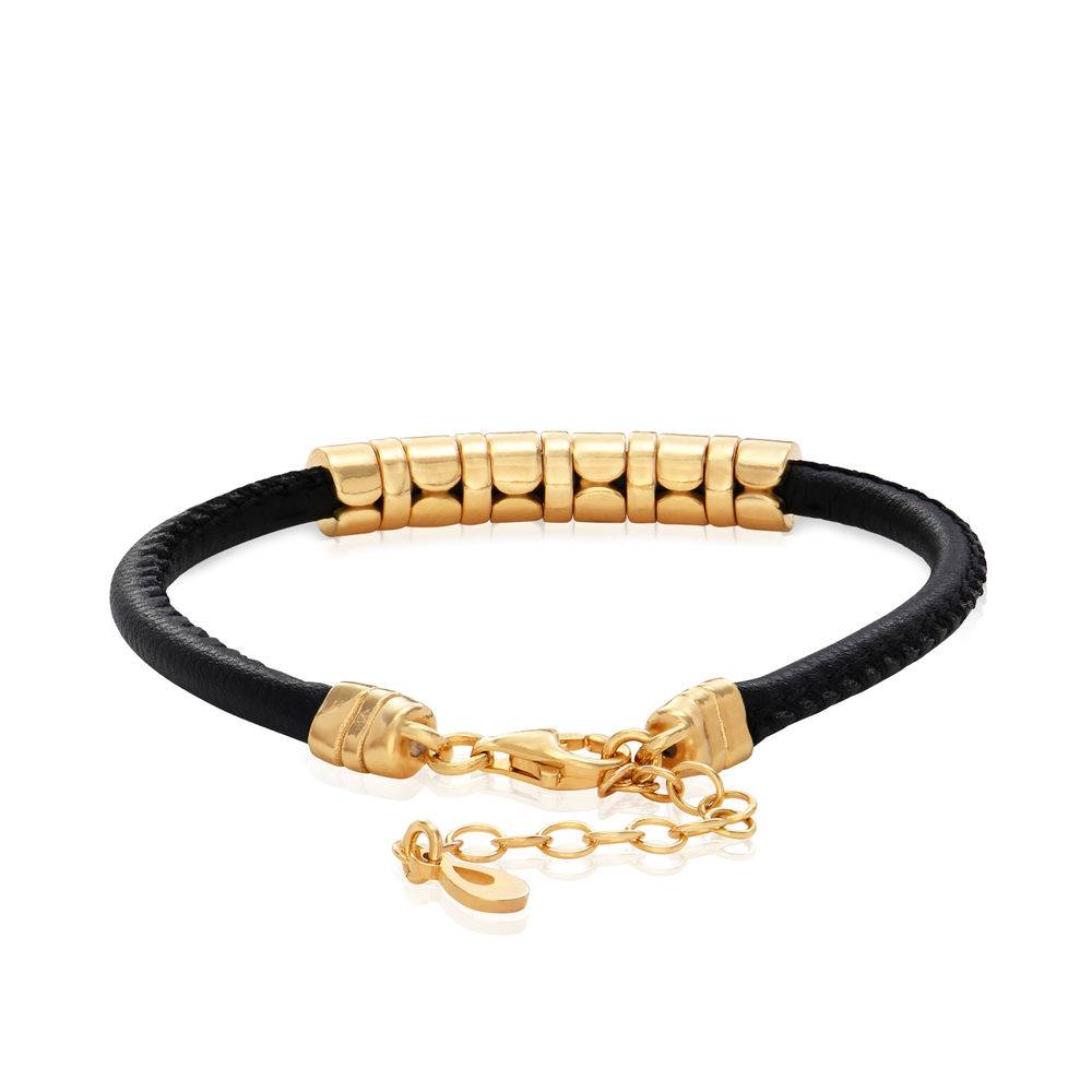 The Vegan-Leather Bracelet with 18K Gold Vermeil Beads-4 product photo