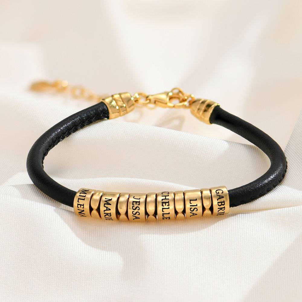 The Vegan-Leather Bracelet with 18K Gold Vermeil Beads-3 product photo