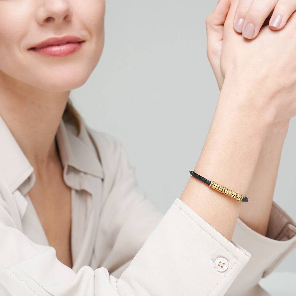 The Vegan-Leather Bracelet with 18K Gold Vermeil Beads-2 product photo