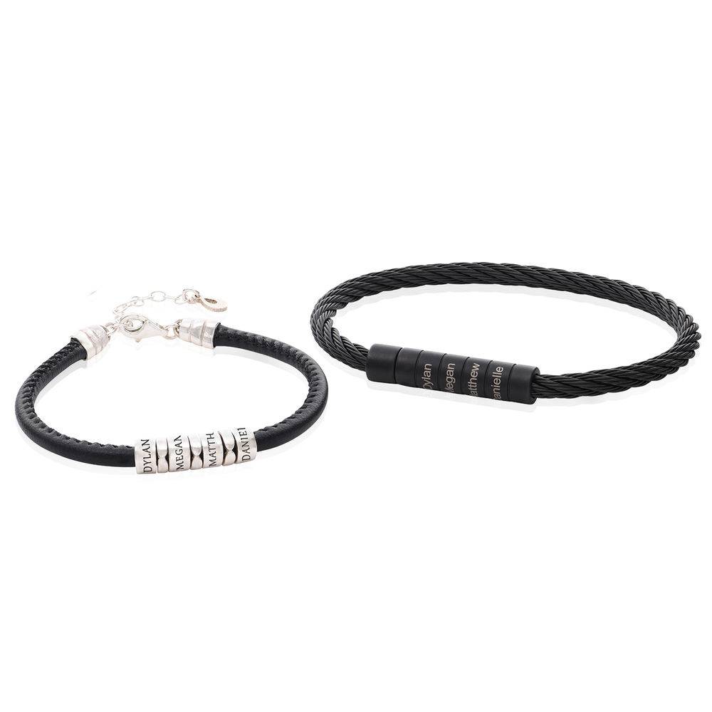 His & Hers Bracelets: Steel and Leather-4 product photo