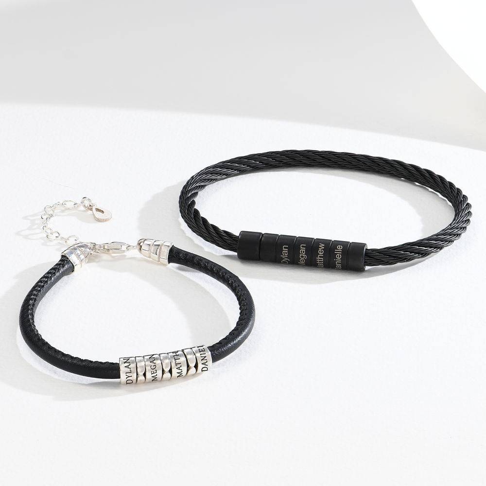 His & Hers Bracelets: Steel and Leather-1 product photo