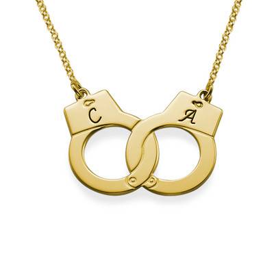 Handcuff Initial Necklace in 18K Gold Plating-2 product photo