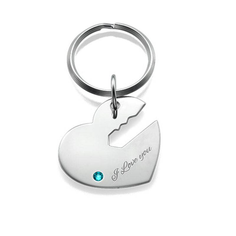 Heart and Key Keychain for Couples in Sterling Silver-1 product photo