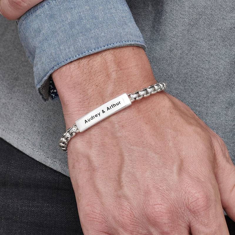 ID Bar Box Chain Bracelet for Men in Sterling Silver-1 product photo