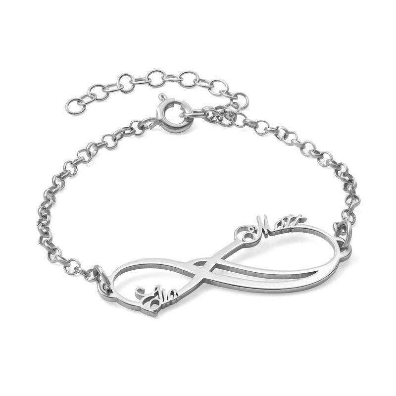 Infinity 2 Names Bracelet in 14K Solid White Gold - Removal-1 product photo