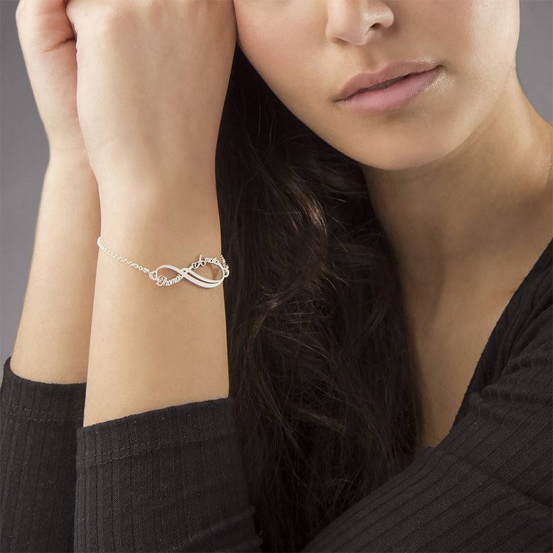 Infinity 2 Names Bracelet in 14K Solid White Gold - Removal-2 product photo