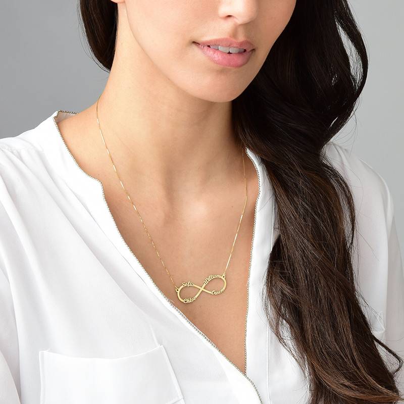 Infinity 4 Names Necklace in 10K Solid Yellow Gold-1 product photo