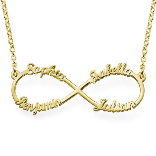 Infinity 4 Names Necklace in Gold Vermeil - Theo Grace