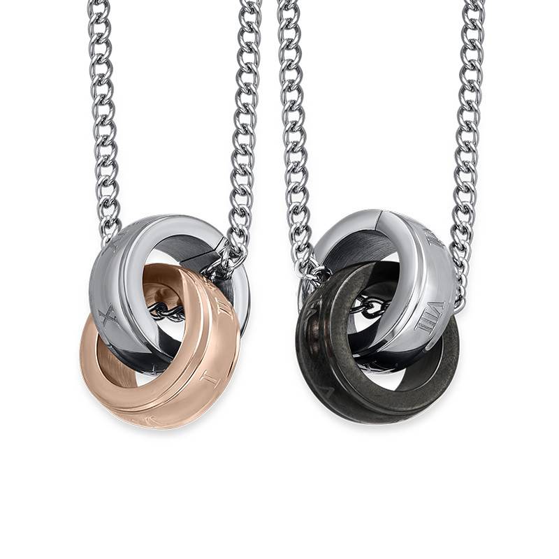 Interlocking Rings Necklace Set for Couples in Stainless Steel-2 product photo