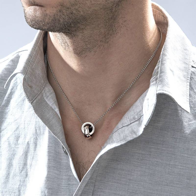 Interlocking Rings Necklace Set for Couples in Stainless Steel-1 product photo