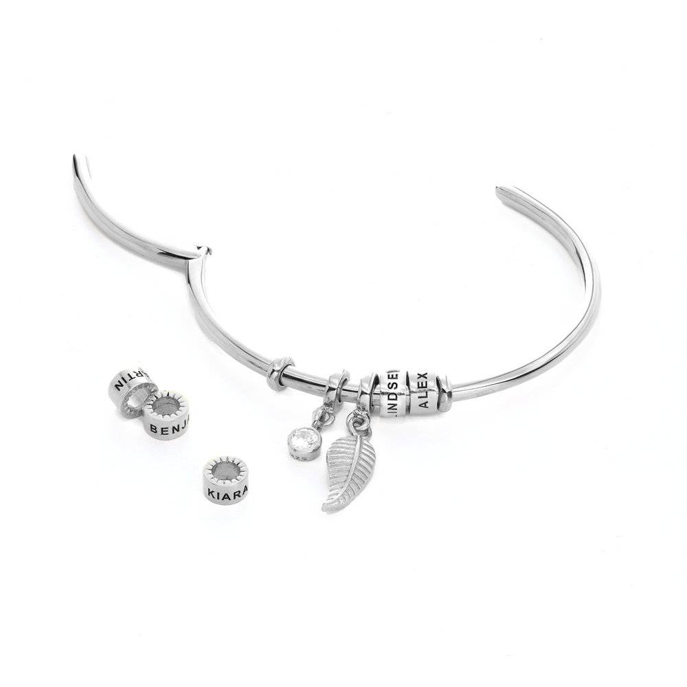 Linda Open Bangle Bracelet with Sterling Silver Beads-3 product photo