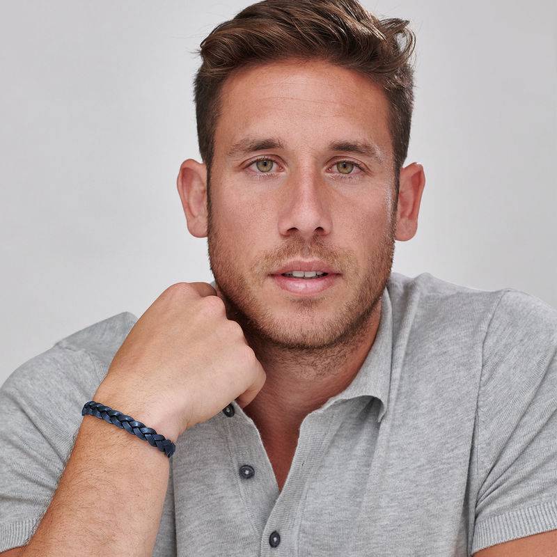 Mariner Nautical Blue Rope Leather Bracelet for Men-1 product photo