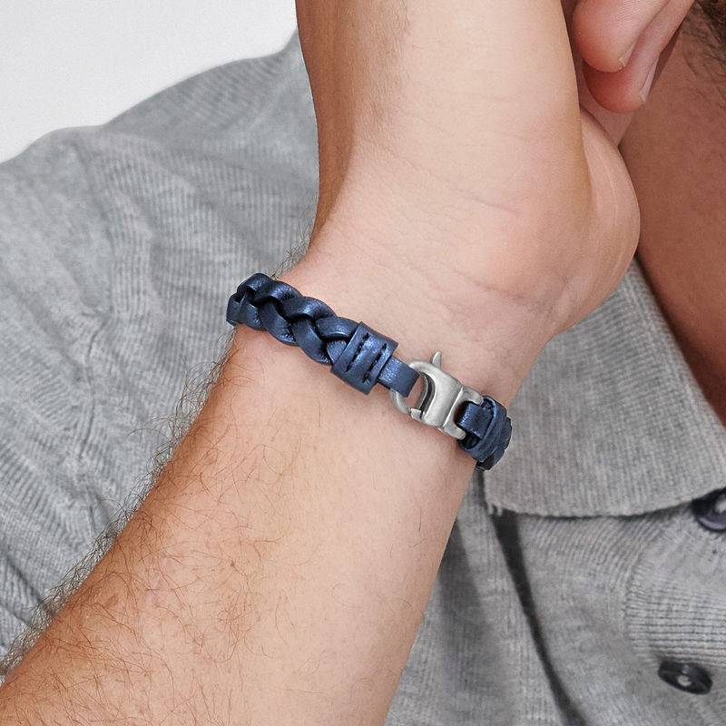 Mariner Nautical Blue Rope Leather Bracelet for Men-2 product photo