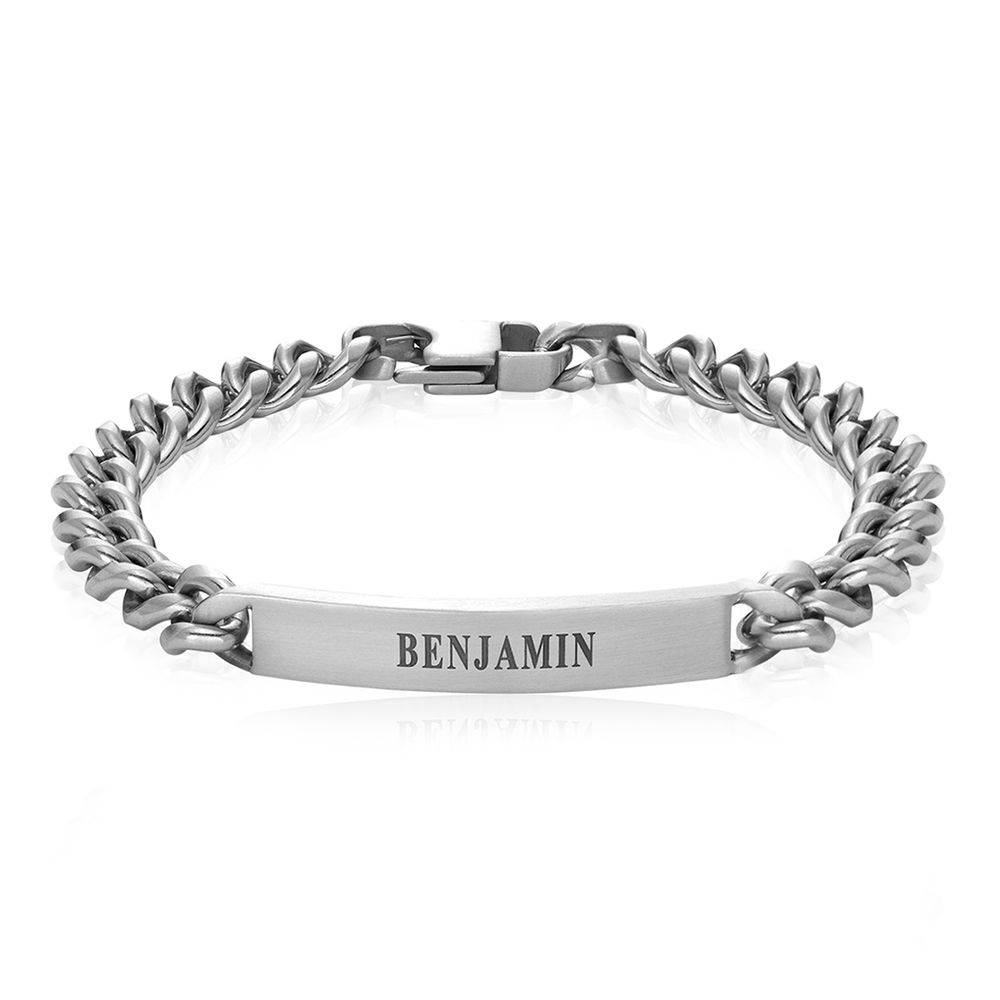 Men's Curb Chain ID Bracelet in Matte Stainless Steel-4 product photo