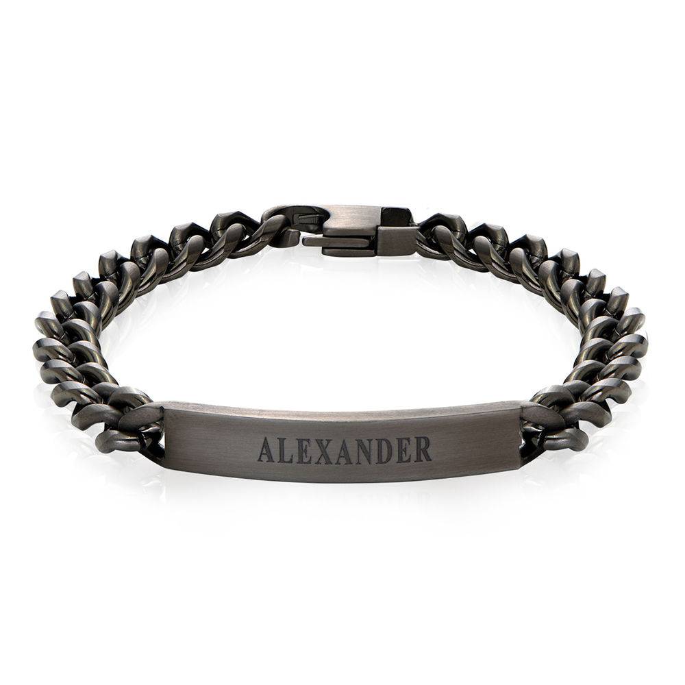 Men's Curb Chain ID Bracelet in Black Stainless Steel-2 product photo